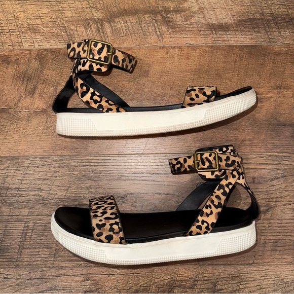 Mia Leopard Print Ankle Strap Women's Sandals - Picture 2 of 11